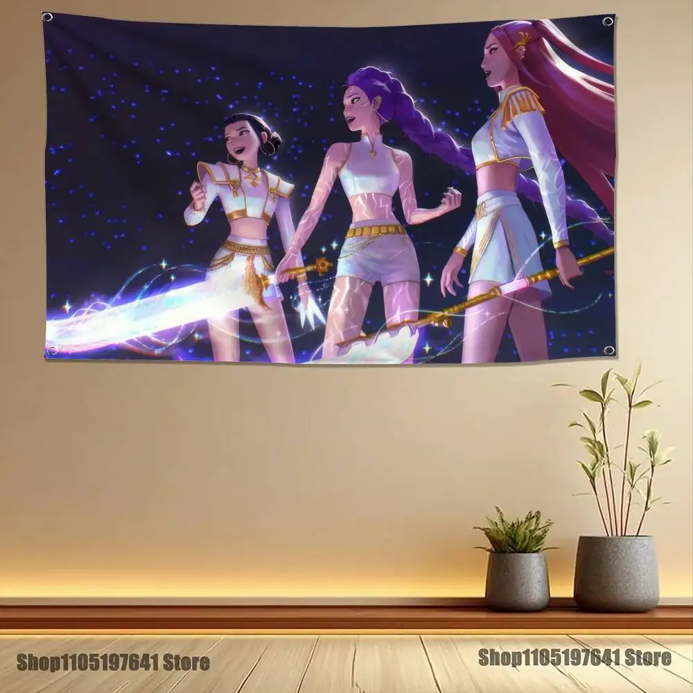 KPop-p Of D-Demon H-Hunters Flag Tapestry Banner For Bedroom Outdoor Living Room Restaurant Bar Wall Decor Party - Image 4