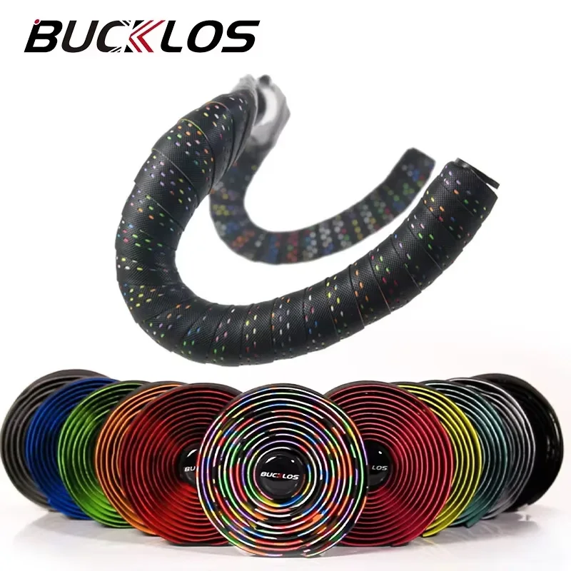 

BUCKLOS Road Bike Handlebar Tape PU EVA Cycling Bar Wrap Non-slip Breathable Handle Bar Belt Wrap with 2 Bar Plug Bicycle Part