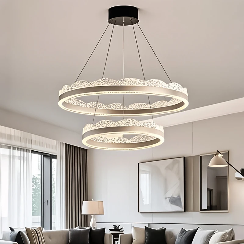 

Подвесной светильник в скандинавском стиле для гостиной, минималистичная акриловая круглая люстра для спальни, потолочный светильник, потолочная люстра для столовой, виллы