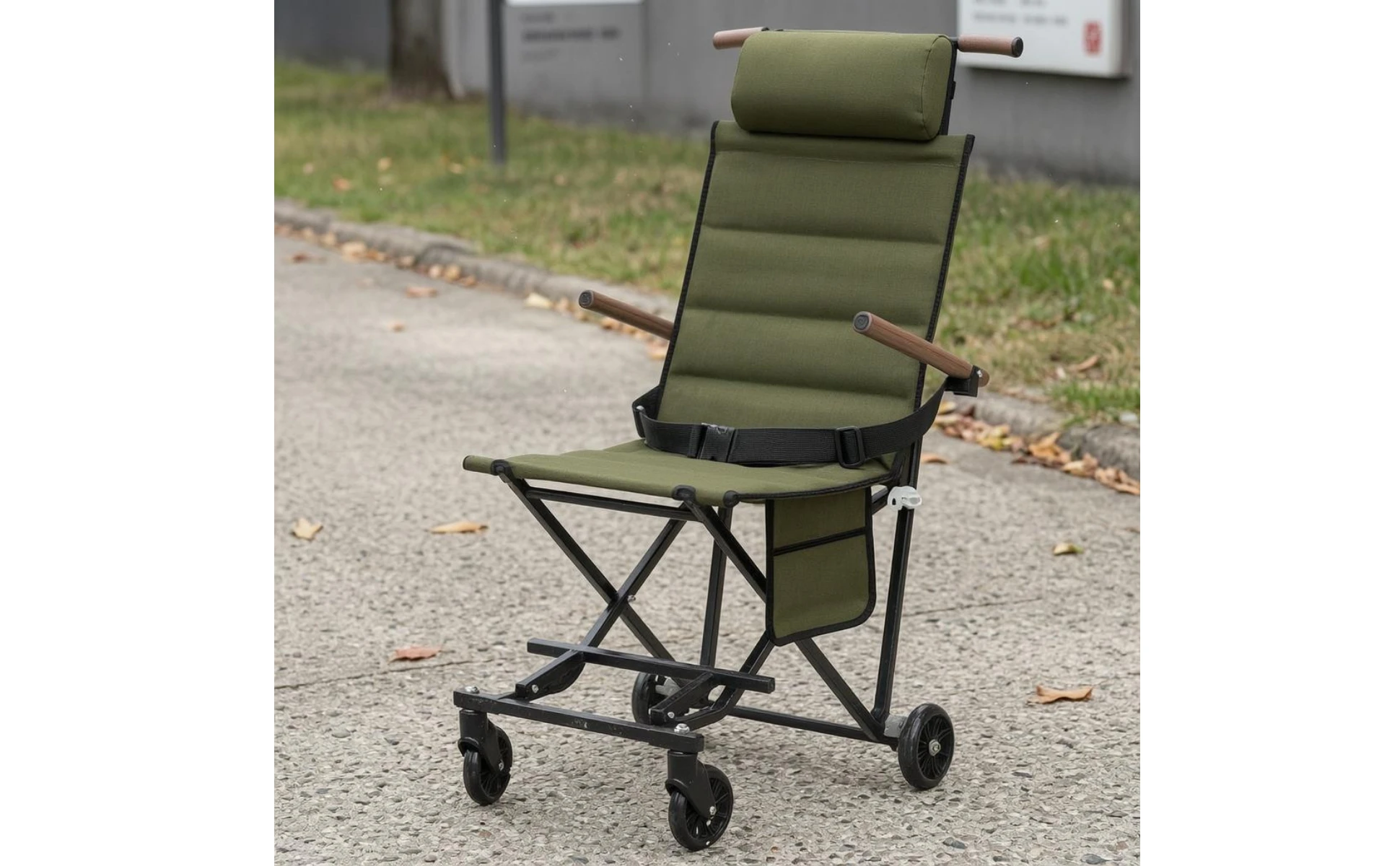 Camping Recliner with Wheels Portable Recliner Folding Lounge Chair Headrest Pillow Outdoor Furniture Adjustable Recline