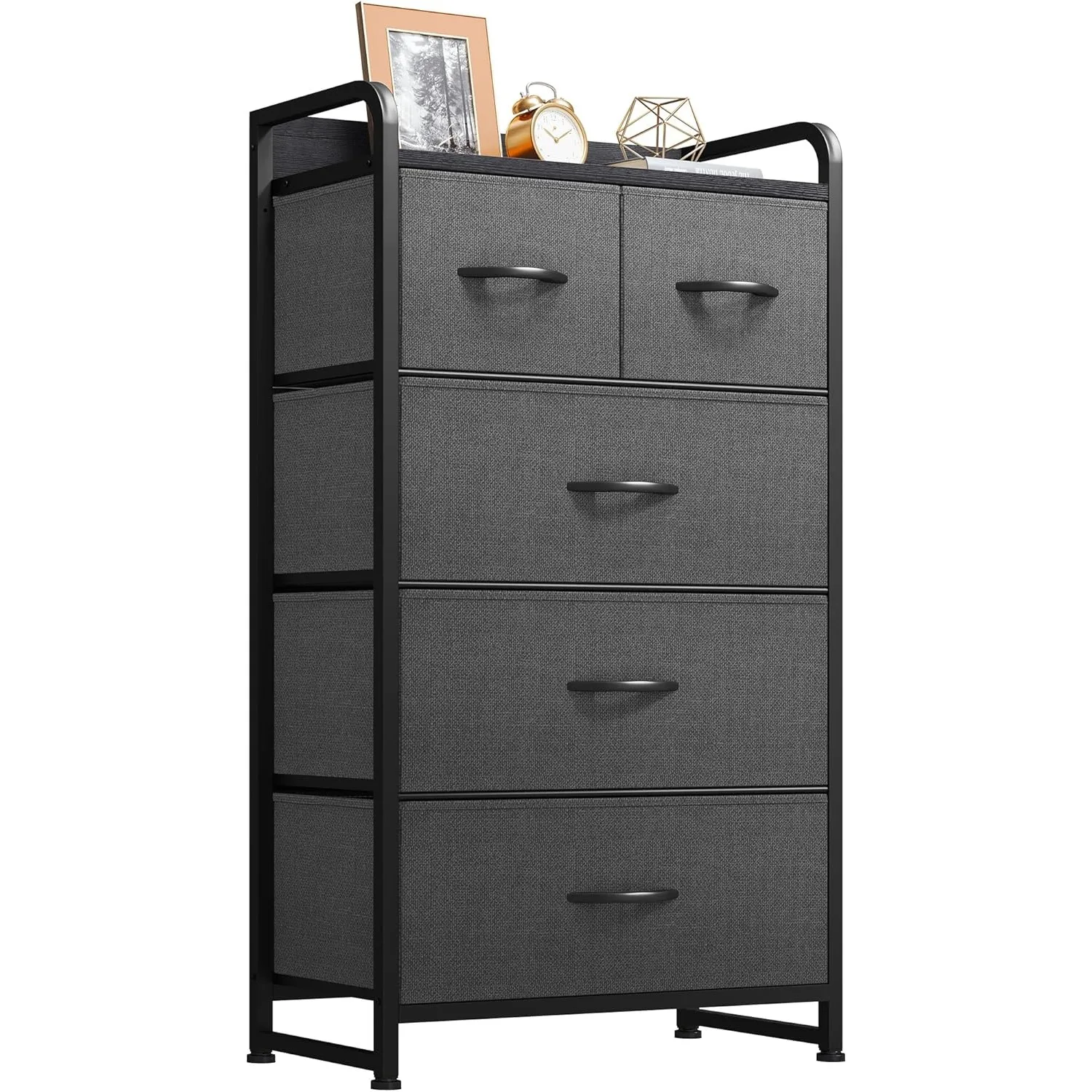 

Fabric Dresser with 5 Drawers - Storage Tower with Large Capacity, Organizer Unit for Living Room & Closets - Sturdy Steel Frame