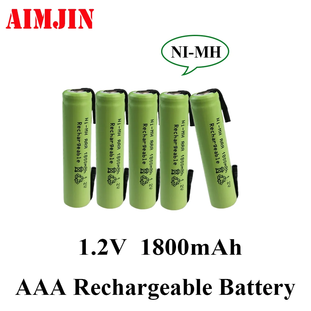 

AAA Rechargeable Battery 1.2V 1800mAh Ni-Mh Cell With Solder Tabs For Philips Braun Electric Shaver Razor Toothbrush