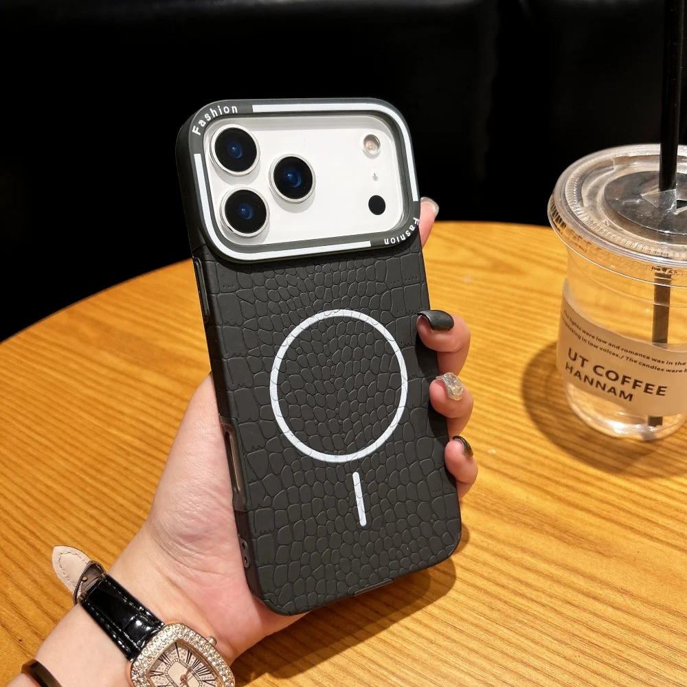 เคสหนังลายจระเข้สุดหรูแบบแม่เหล็กสำหรับ iPhone 17 Air 16 15 14 13 12 11 Pro Max Plus รองรับ Magsafe ป้องกันการกระแทก