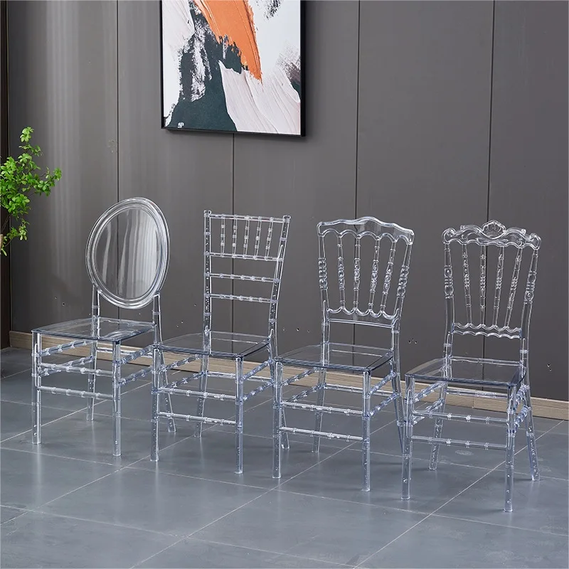 Dining Chair Acrylic Transparent Plastic Chair Hotel Banquet Hall Wedding Auditorium Outdoor Activities Napoleon Crystal Chair