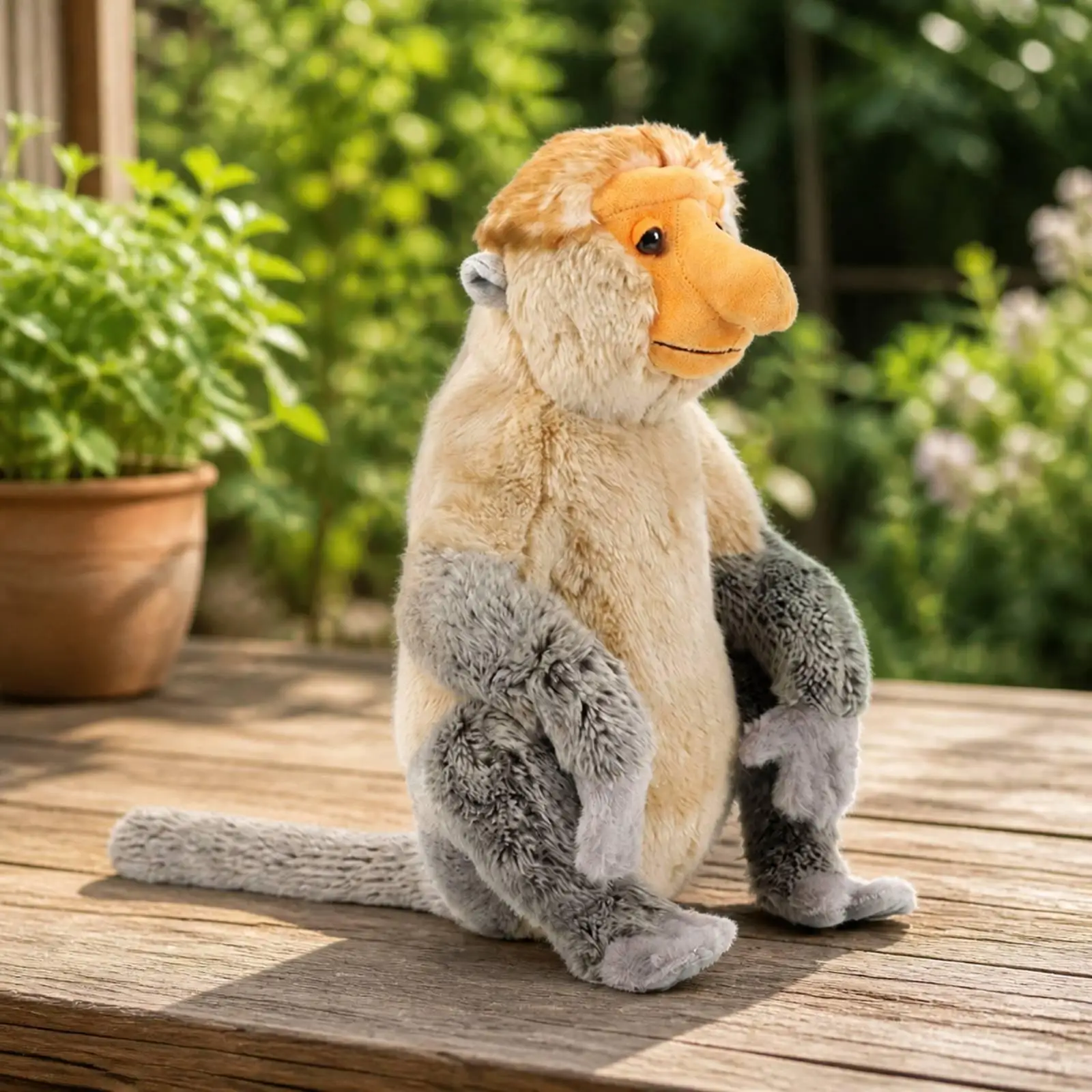 Adorable Proboscis Monkey Stuffed Plush Soft Toy for Kids Long Nose Design Embroidery Face Fine Stitching Cuddly Animal for Play