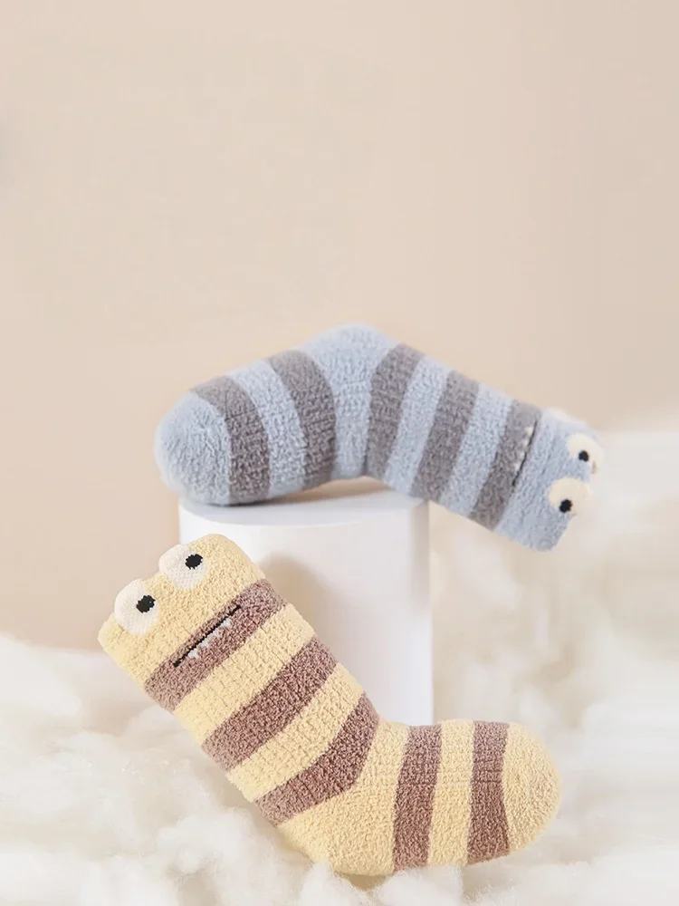 2026 السنة الجديدة الشتاء الوليد الطفل الجوارب سميكة الصوف الدافئة منتصف العجل الجوارب لطيف الكرتون مخطط طفل الجوارب للبنين بنات #5
