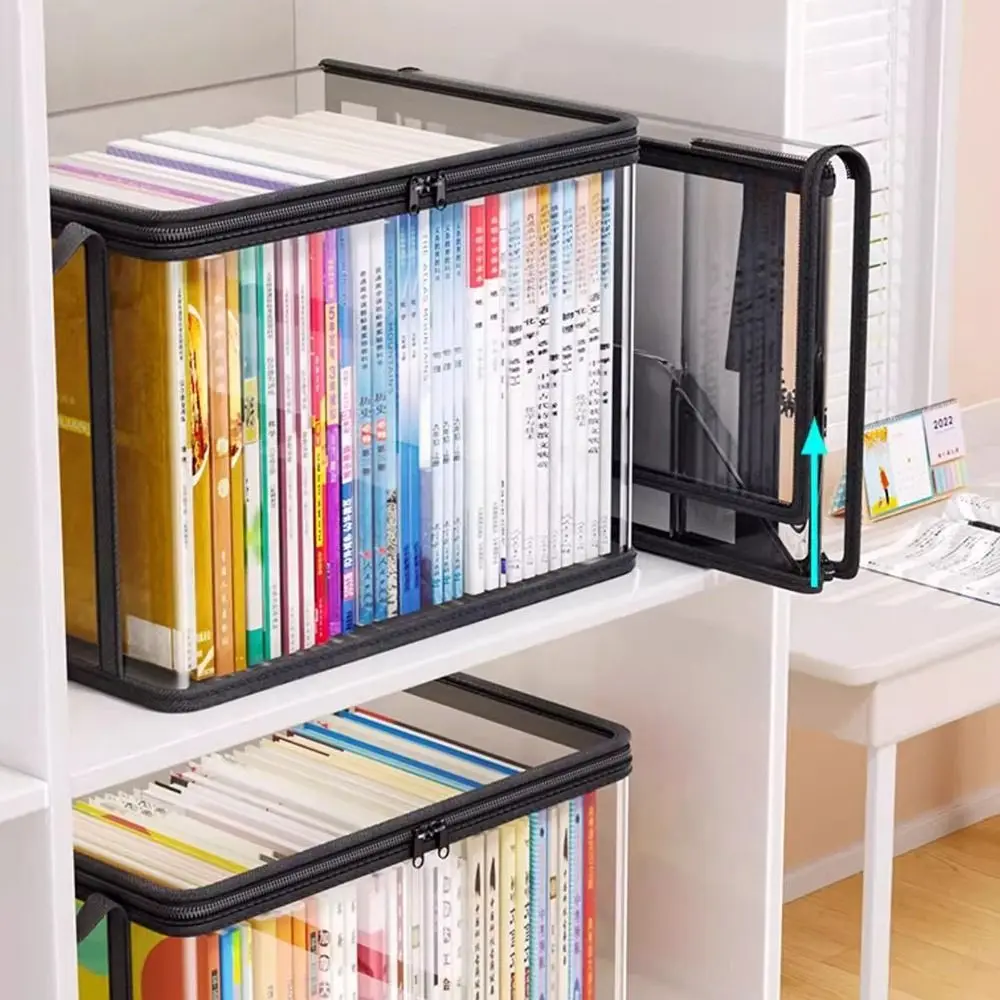 Comic Book Storage Bag Transparent Collection Container Stackable Case with Zipper Handle Dust Proof Organizer Collapsible Pouch
