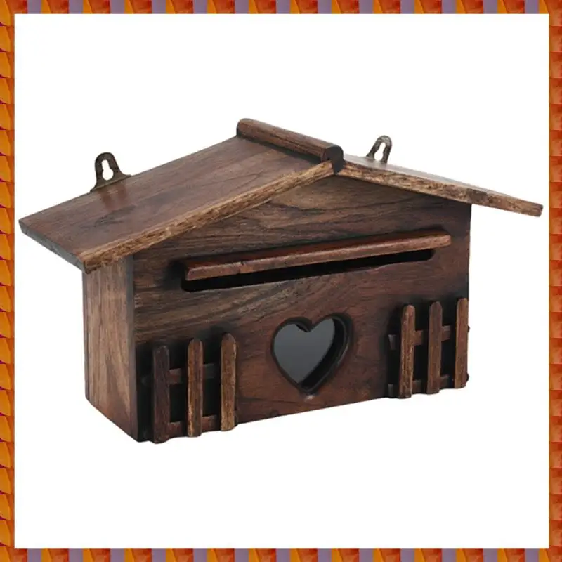 

DIDI Retro Wooden Post Box Exquisite Mailbox Outdoor Rainproof Suggestion Box Creative Letter Box For Home Office Supplies