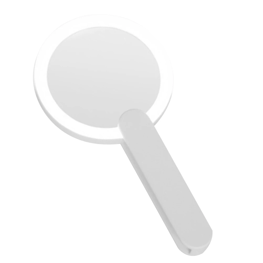 

1Pcs Portable Handheld Makeup Mirror Mini Round LED Mirror High Definition Lightweight ABS Silver Travel Makeup Tool