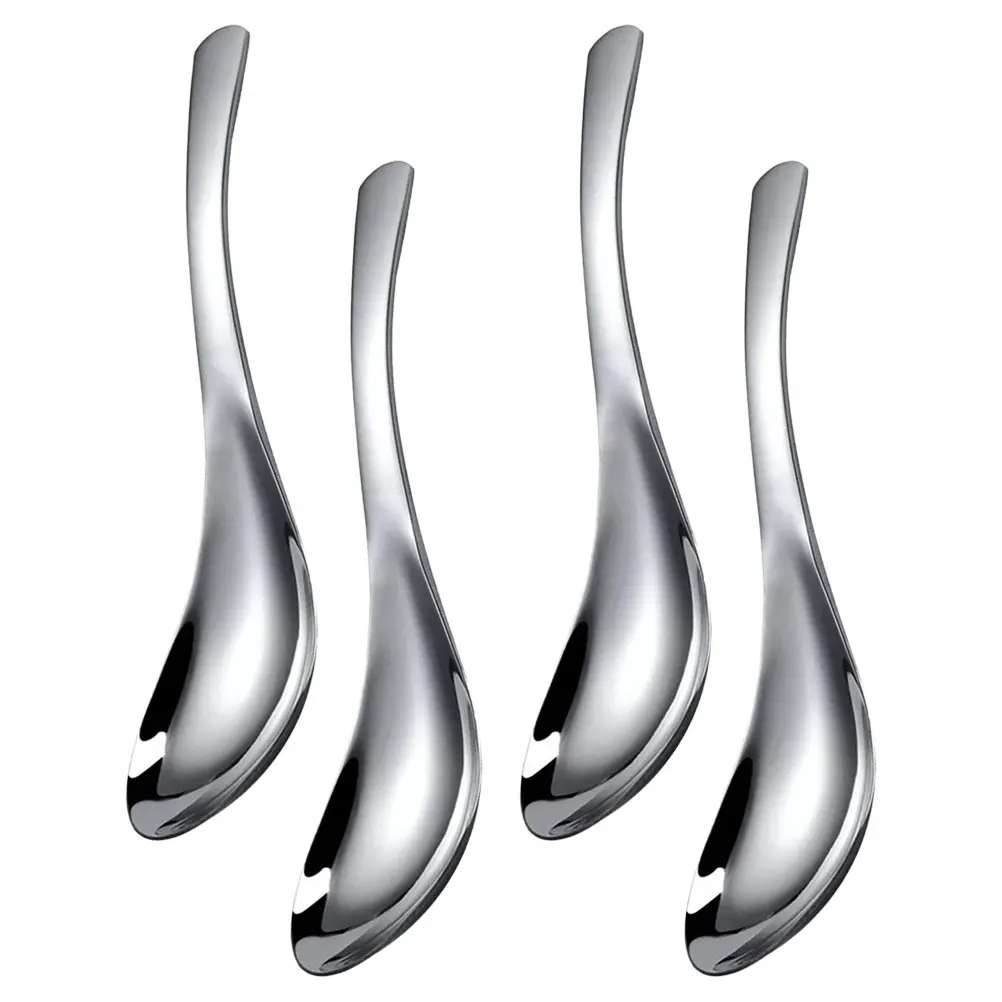 

4pcs Stainless Steel Spoon Set for Kids Asian Soup Dessert Utensils Spoons Chinese Korean Dumpling Ladle