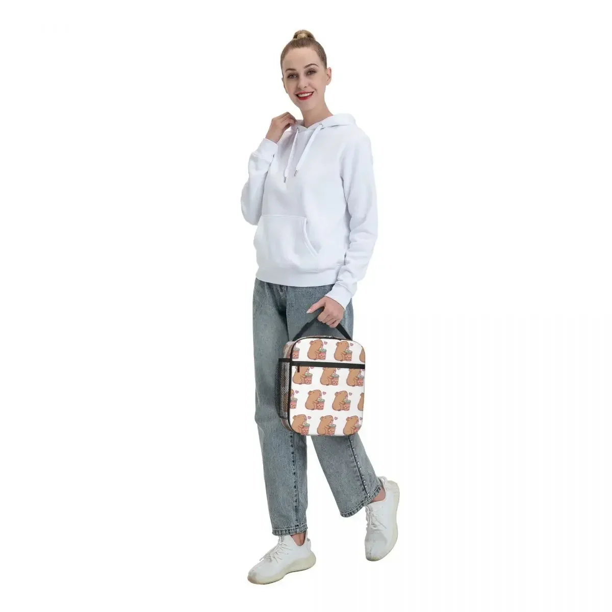 Kawaii Capybara Animal Insulated Lunch Bag Thermal Bag Lunch Container Portable Tote Lunch Box Men Women College Travel