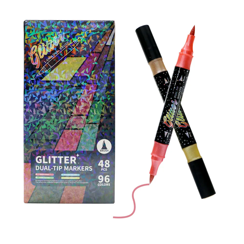 

48pcs /96Colors Dual Tip Brush Markers Set - Chisel & Fine Point for Students, Hand Journal, Highlighting & Drawing