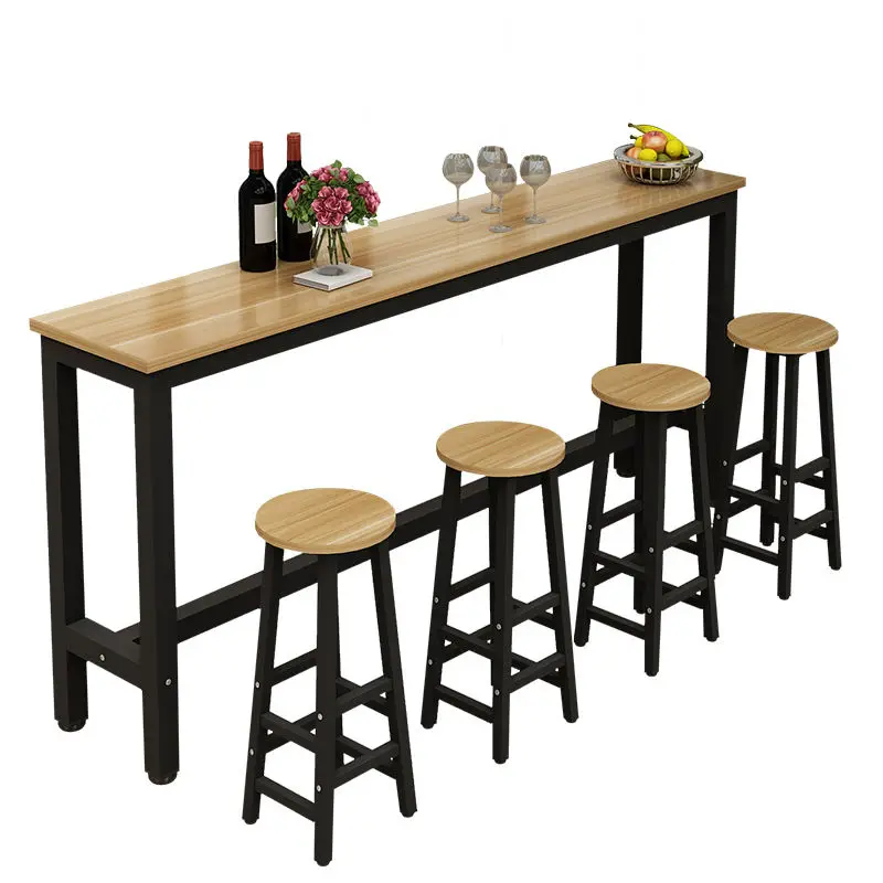 Wall Bar Counter Home Living Room High Bar Table Simple Bar Dining Table Milk Tea Shop Table and Chair Combination