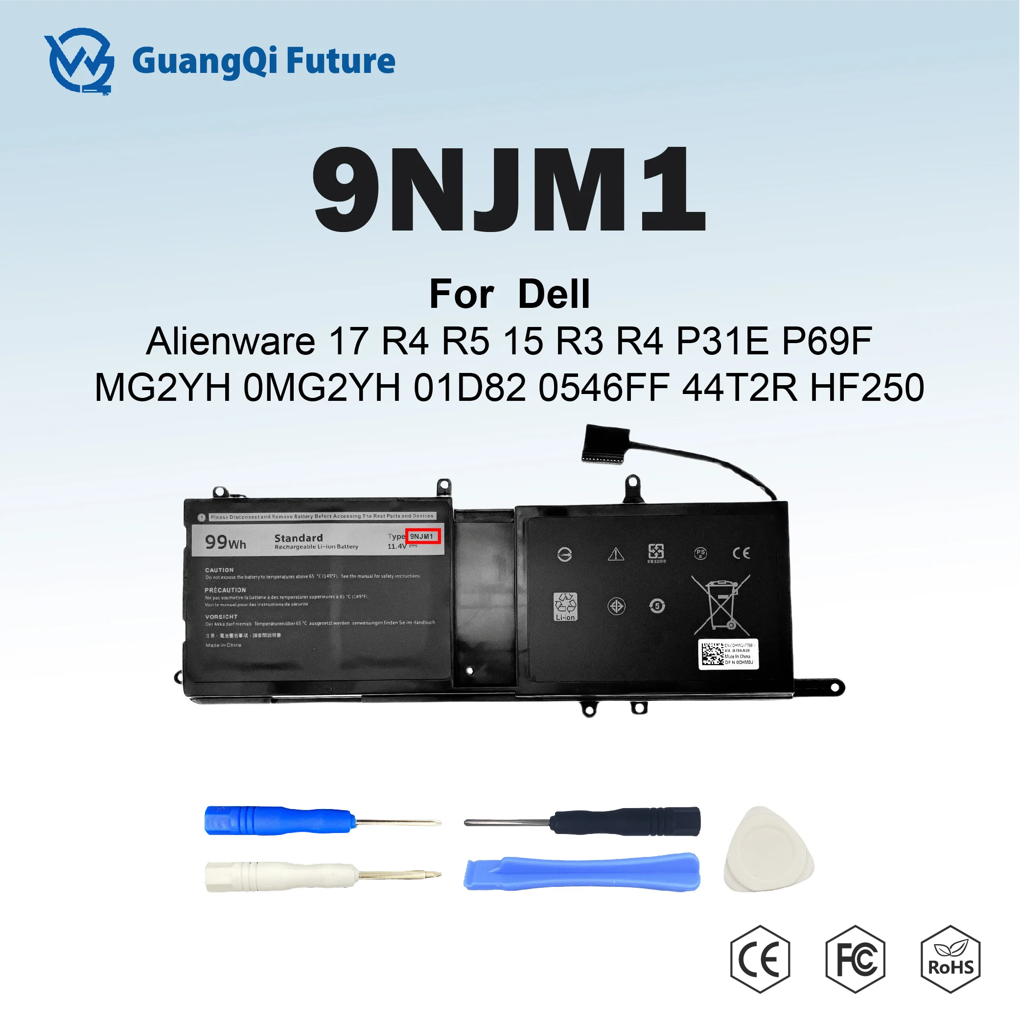

9NJM1 99Wh High Capacity Replacement Laptop Battery For Dell Alienware 17 R4 R5 15 R3 R4 P31E P69FMG2YH OMG2YH 01D82 0546FF 44T2