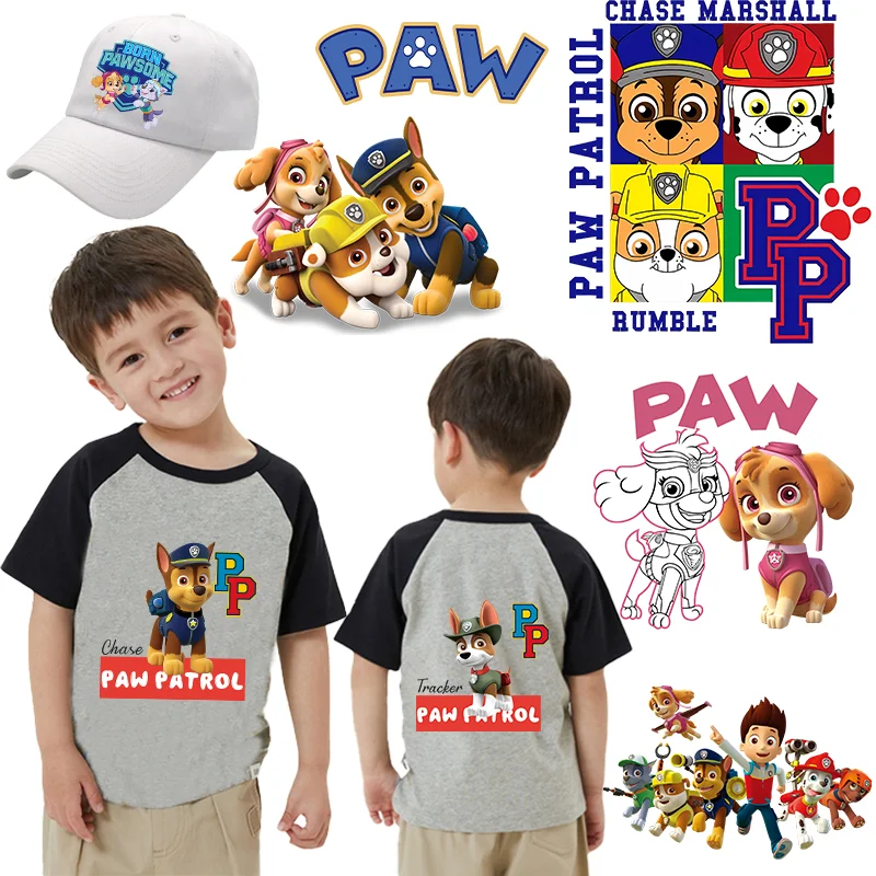 

Paw Patrol Heat Transfer Sticker Chase Skye Rubble T-shirt Hoodie Clothes DIY Kids Cute Anime Patch Iron Transfer Decal Gifts