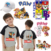 Paw Patrol Heat Transfer Sticker Chase Skye Rubble T-shirt Hoodie Clothes DIY Kids Cute Anime Patch Iron Transfer Decal Gifts