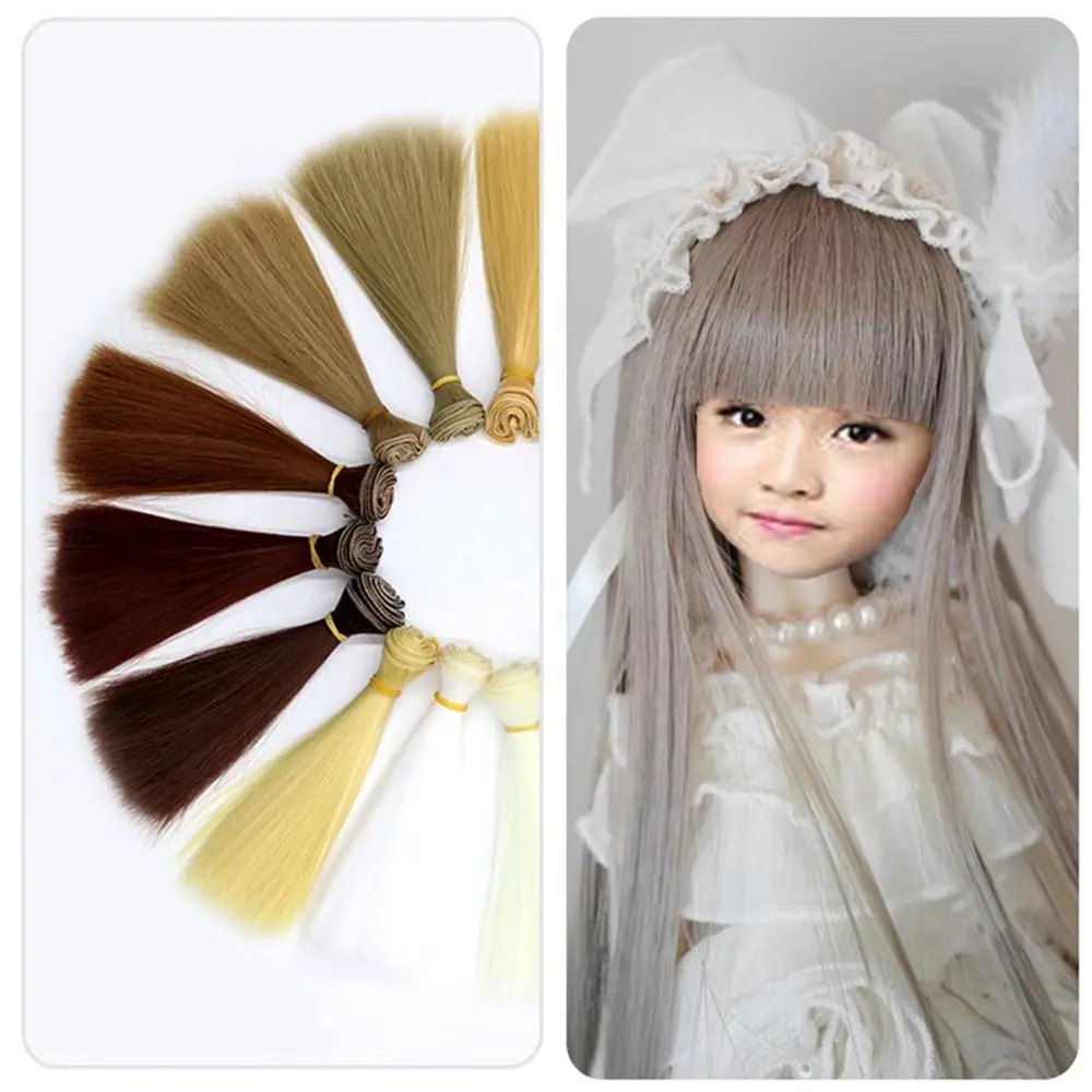 

1PC 15 colors 15cm High-temperature Wire Wig Hair Wigs DIY Dolls Accessories Long Straight