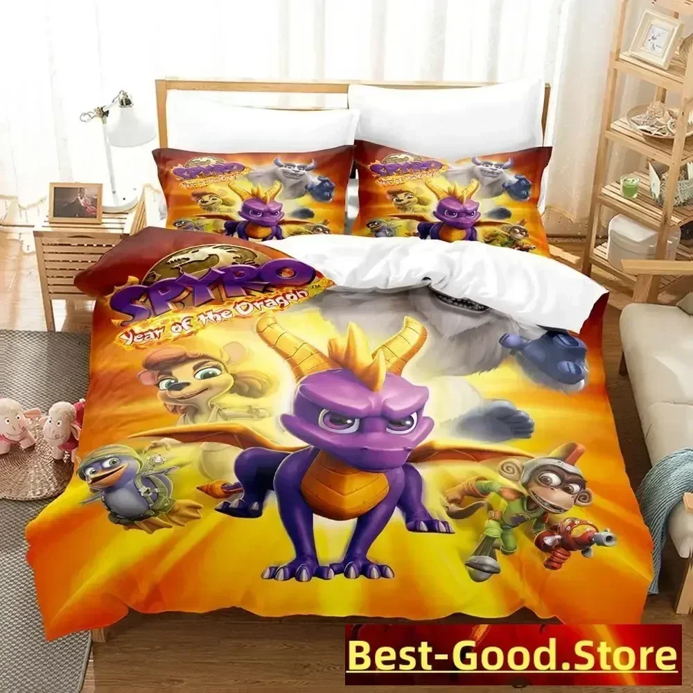 2023 Spyro reignited trilogy Bedding Set Duvet Cover Sheet Printed Bed Set Pillowcase Bed Full Queen King Size Comforter Bedroom