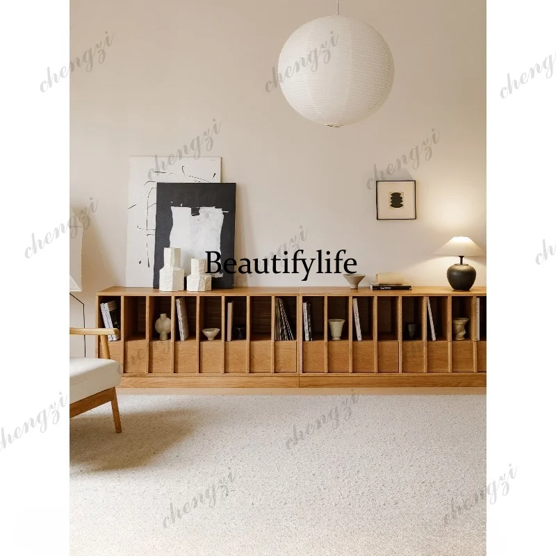 A114  white oak TV cabinet Solid wood bone art bookcase Sofa side cabinet Bedroom bedside cabinet Door entrance cabinet