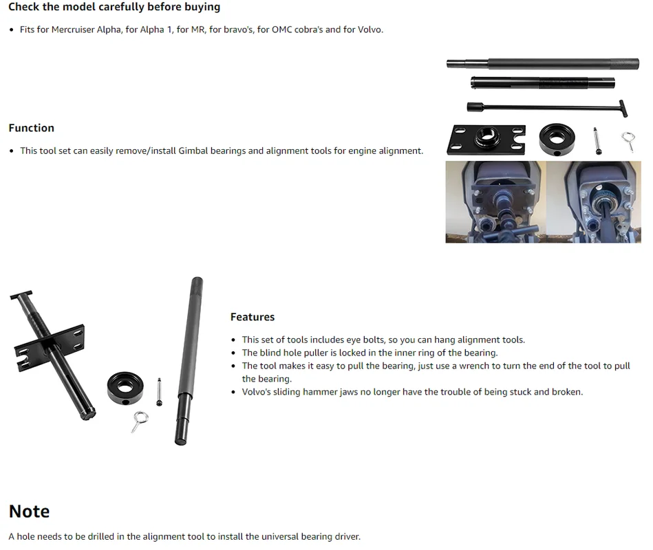 ANX Gimbal Lager Puller/Entferner & Lager Installer & Ausrichtung Werkzeug für Mercruiser Alpha Alpha 1 Marine Zubehör Boot – Detail 4