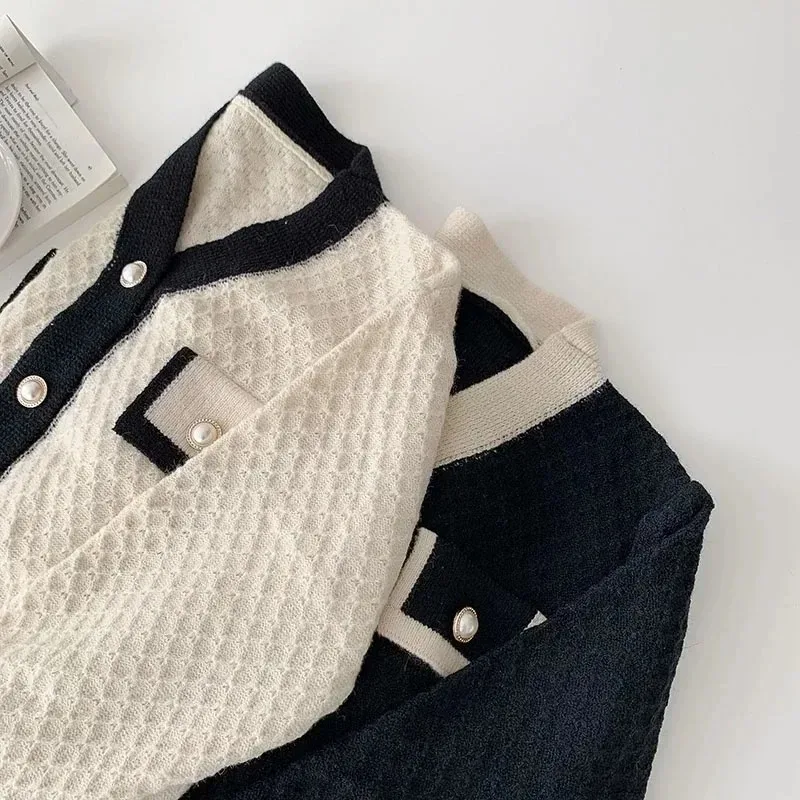 سترة نسائية متماسكة جديدة فضفاضة بأكمام طويلة على الموضة الكورية سترة خارجية لخريف وشتاء 2025 #2