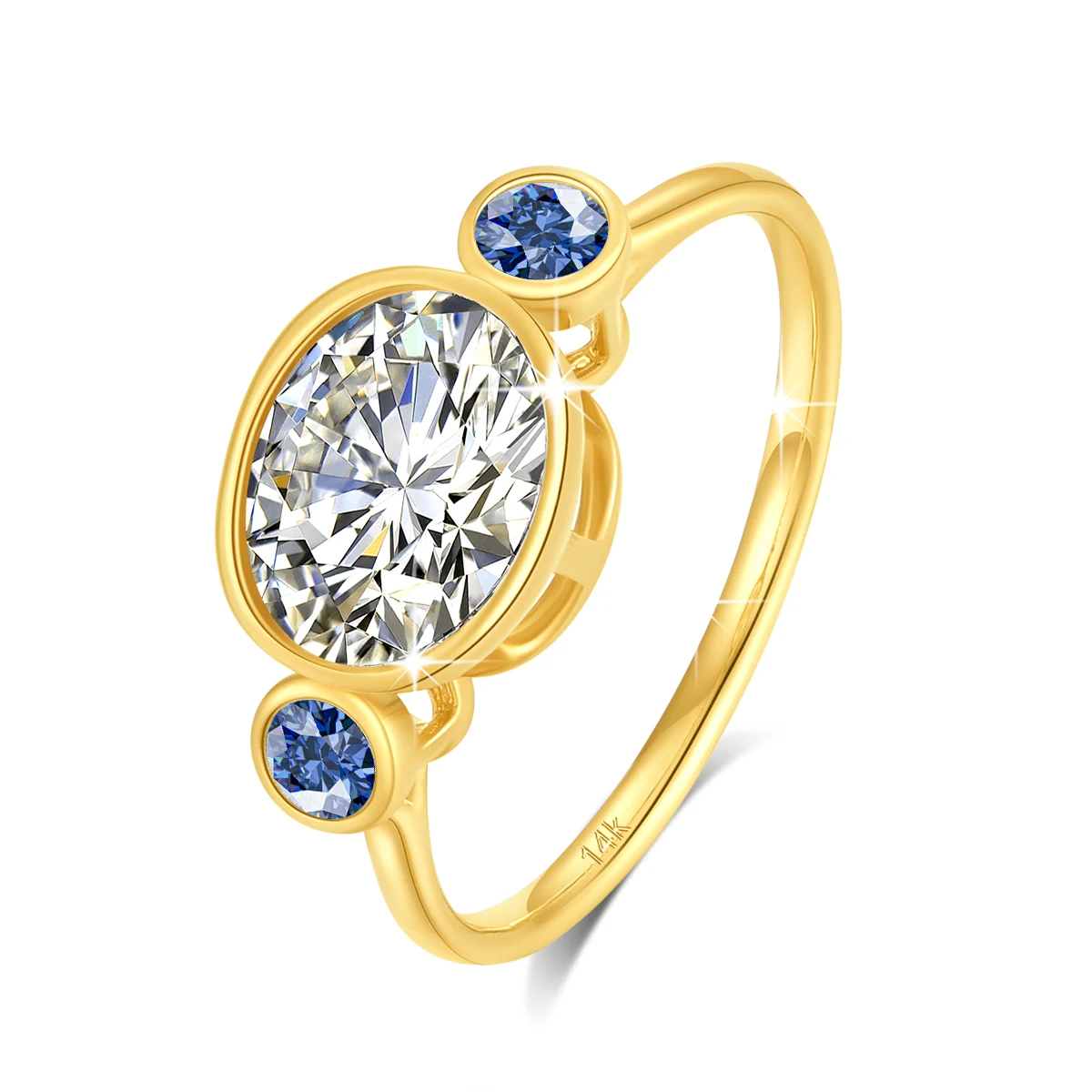 Oval Cut Moissanite Rings Au585 for Women Real 14K Gold 2CT D VVS1Luxury Jewelry Engagement Wedding Gifts