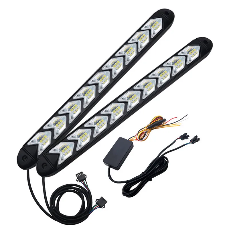 

2PC 6/9/16 LED Car Flexible White/Amber Switchback LED Knight Rider Strip Light for Headlight Sequential Flasher DRL Turn Signal