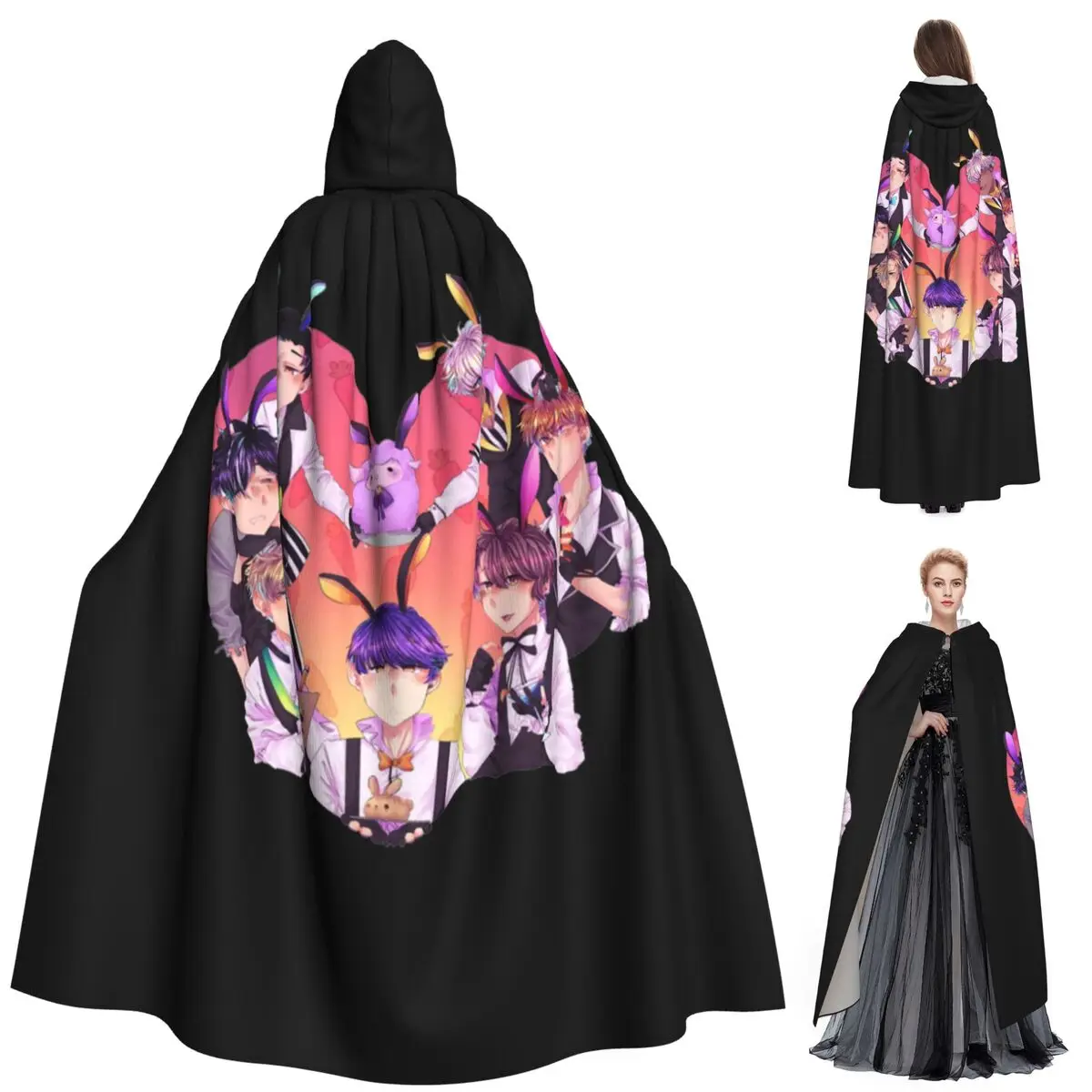 

Bunny Event Obey Me Long Hooded Cloak Witch Medieval Costume Cosplay Cape HalloweenVampire Adult Unisex