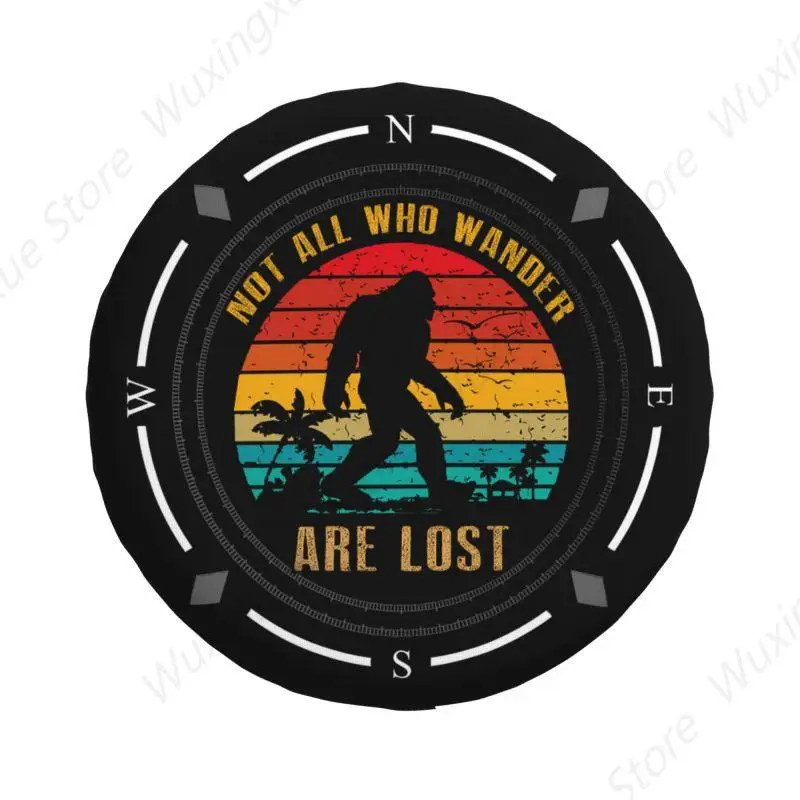 Custom Not All Who Wander Are Lost Bigfoot Spare Tire Cover for Jeep Hummer SUV RV Camper Car Wheel Protectors Accessories