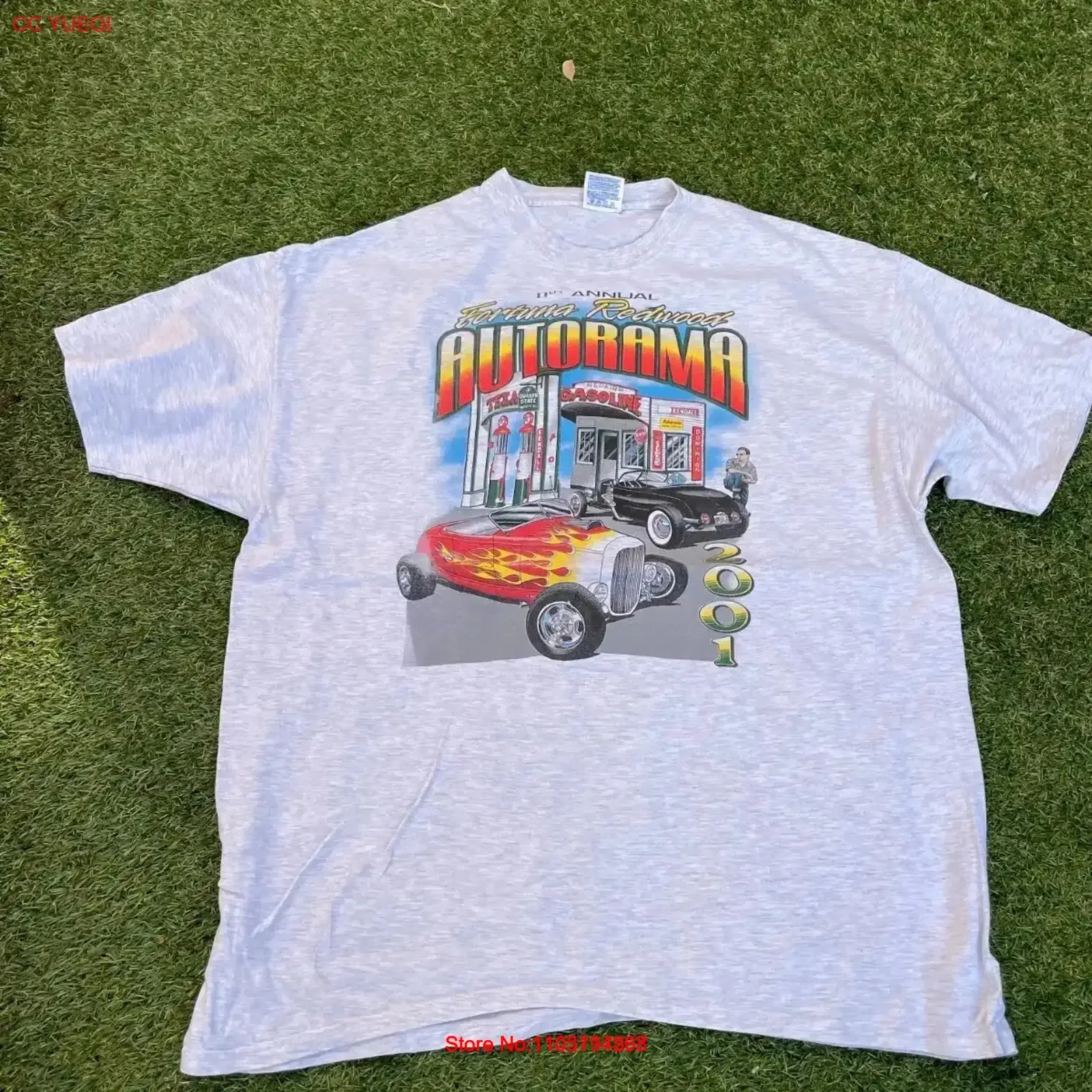 تي شيرت FORTUNA REDWOOD AUTORAMA 11th Annual 2001 رمادي مقاس مستعمل 2XL XXL R16 عتيق مغسول أوم مريح قليلاً