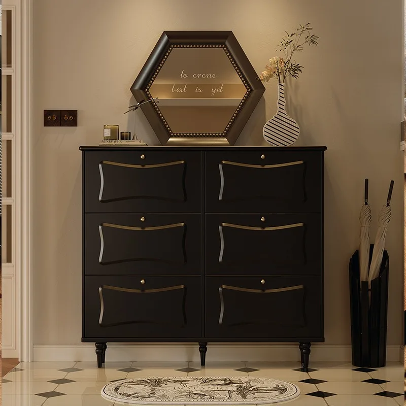 Light luxury retro French home indoor entry door living room tipping bucket entrance cabinet