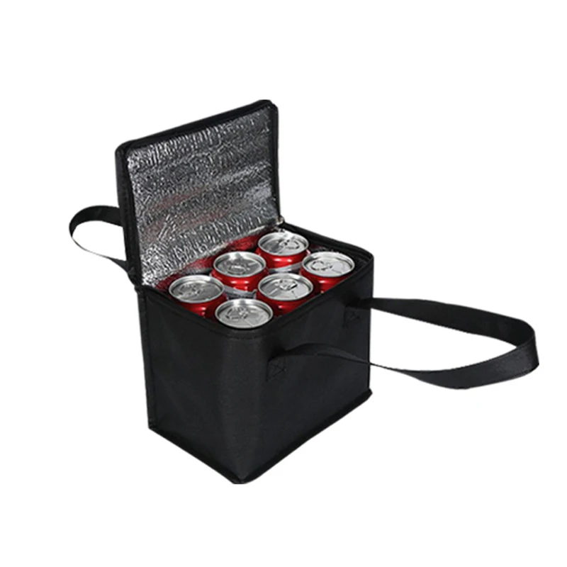 Black Thermal Lunch Bag Chilled Bags Insulated Thermal Cooler Bag Cool Food Drink Box Drink Storage Zip Picnic Tin Foil Food Bag