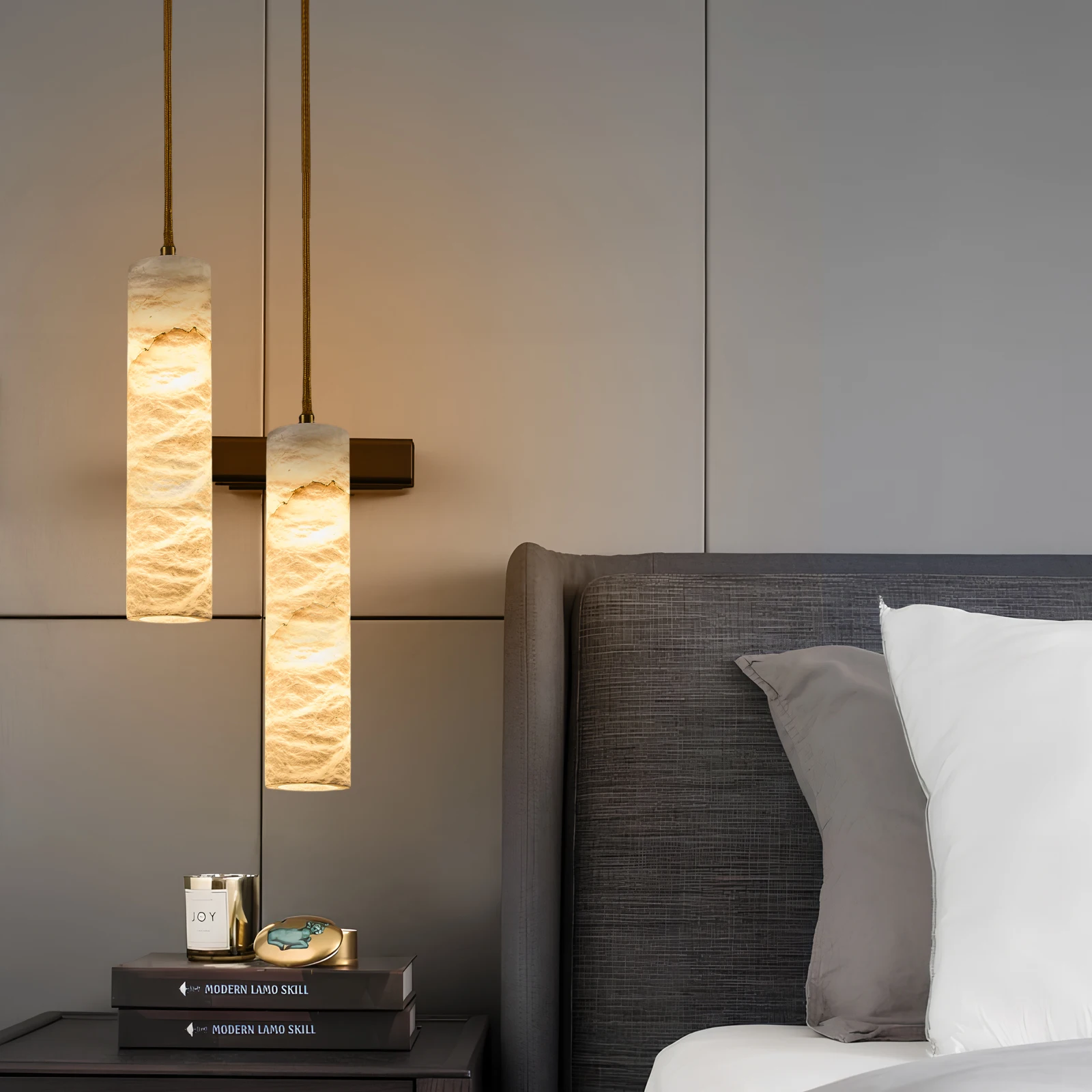 Natural Alabaster LED Pendant Light White Marble Chandelier Light for Living Room Home Decor Bedroom Modern Ceiling Pendant Lamp