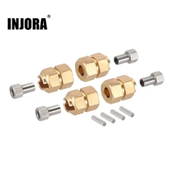 INJORA Thickness 9mm Brass Wheel Hex with Nuts for 1/18 RC Crawler TRX4M Upgrade (4M-60)