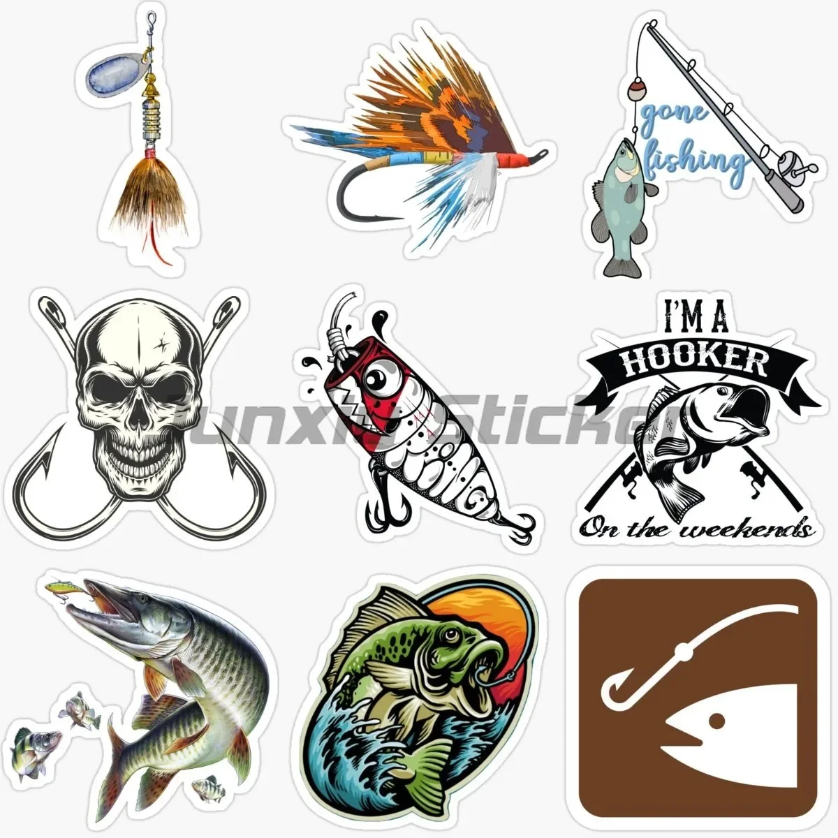 

Box Toolbox Boat Waterproof Car Decoration Cartoon Fishing Lure Car Stickers Laptop Vinyl Bumper Wall Window Room Decals