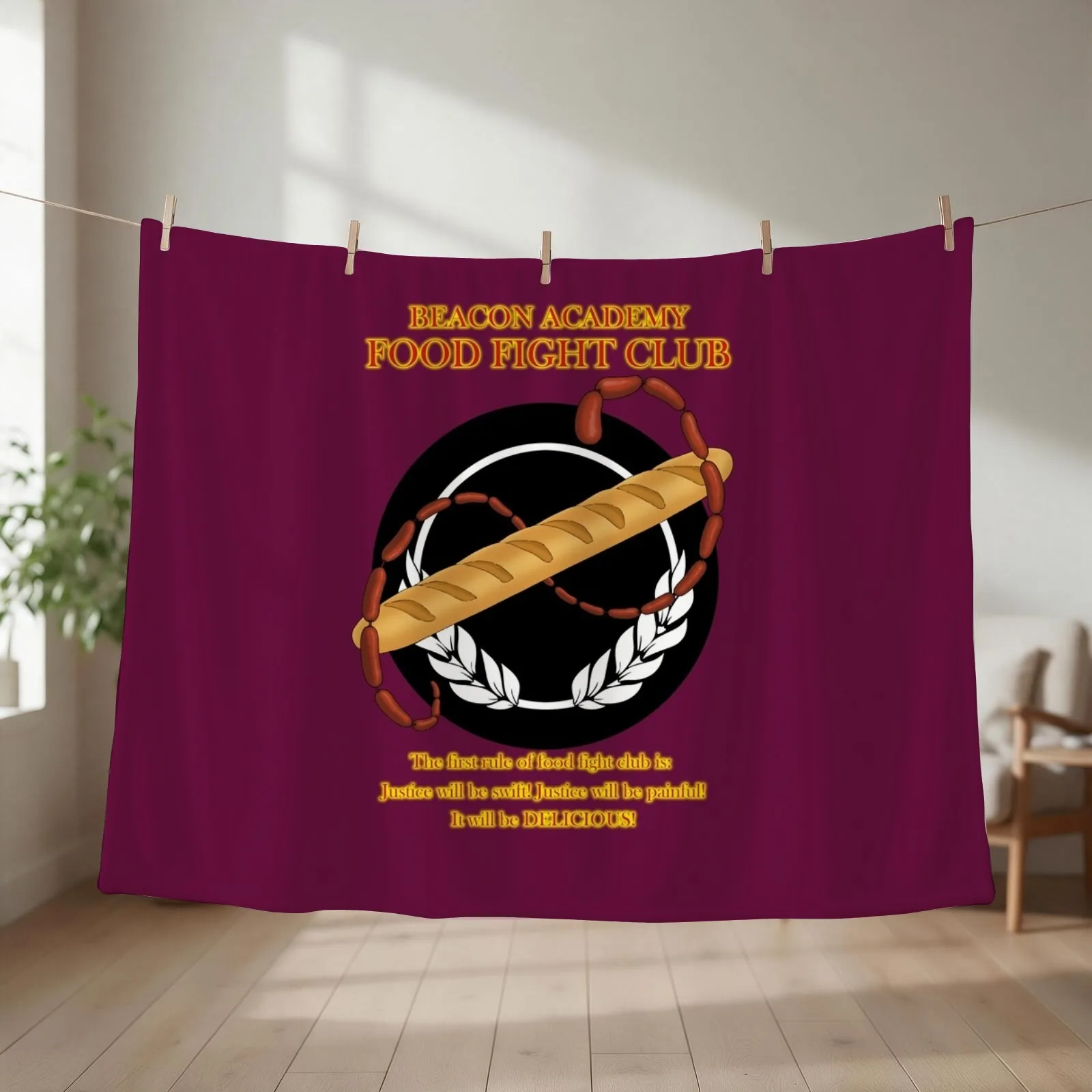 Beacon Academy Food Fight Club #3 Throw Blanket Hairy Retros Sofas Fashion Sofas Blankets