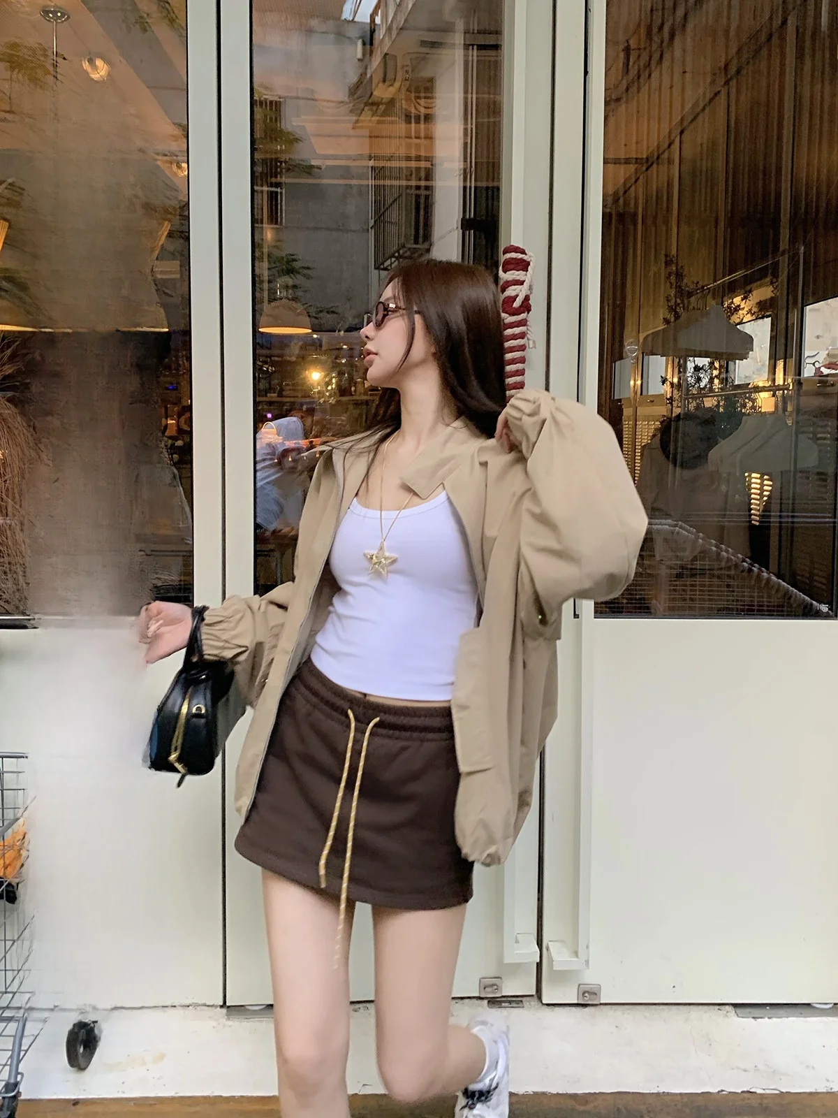 

Casual ort f-length Skirt Women's Autumn New Sle Quali Feel Cotton Sexy Sle Low Waist H-ape Pure Color Skirt