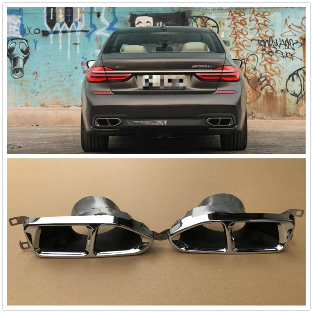 

For BMW 7 Series M Sport G11 G12 2016-2019 Rear Exhaust Muffler Pipe Tip Silver/Black Car Air Outlet Vent Exhause Tail Tailpipe