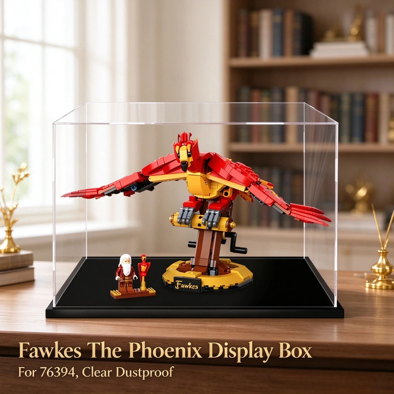 Suitable for Lego76394 Dumbledore's Phoenix Firebolt Acrylic Display Box,transparent figure storage box(Excluding building sets)