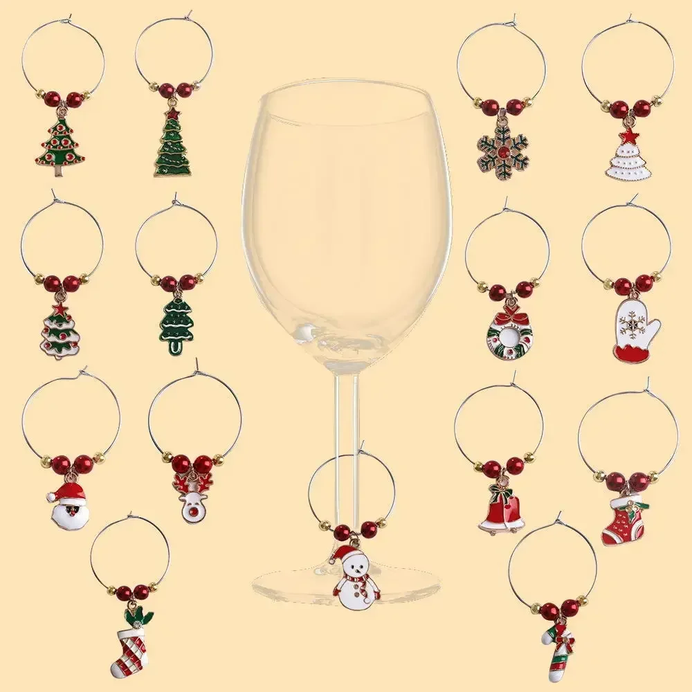 Christmas Wine Glass Identification Ring - Festive stemware decoration for holiday parties and celebrations, for wine lovers