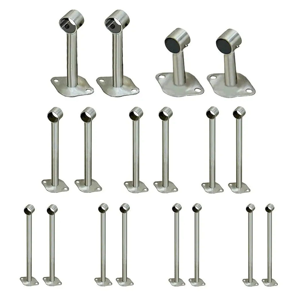 2pcs Stainless Steel Wardrobe Lever Rod Holder Socket Bracket
