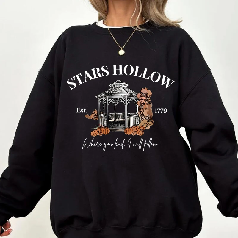 Stars Hollow Sweatshirt Women Where You Lead I Will Follow Sweatshirts Vintage Style Lukes Diner Autumn Pullover Hooded Coat