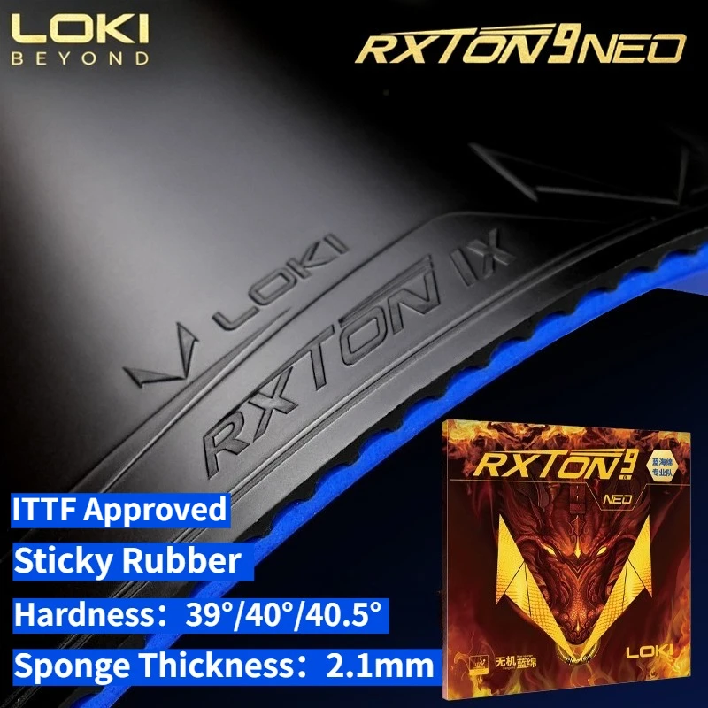 LOKI RXTON 9 NEO Table Tennis Rubber ITTF Approved 2.1mm Blue Inorganic Energy Sponge Sticky Ping Pong Rubber for Loop Attack