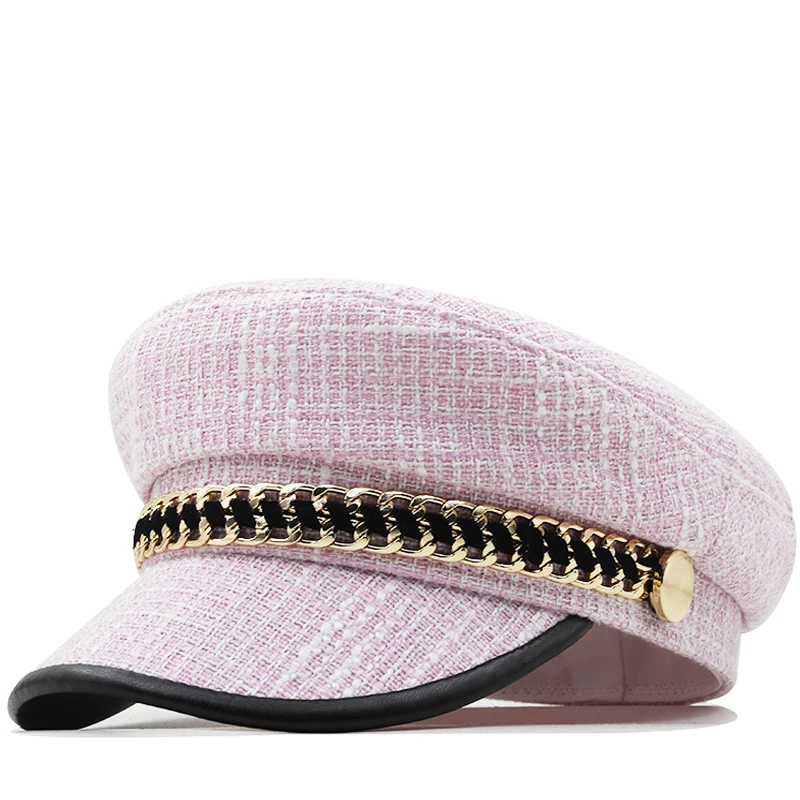 Trendy Navy Sun Hat Casual Military Caps Woman Cotton Beret Flat Hats Captain Cap Trucker Vintage Sport Women's Leather Hat