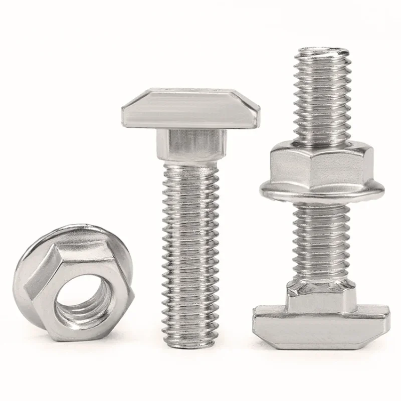 Aluminum Profile Hammer Bolt M5 M6 M8 EU Standard 20/30/40/45 Series Connection Fastener With T Shaped Bolt Nut + Flange Nut