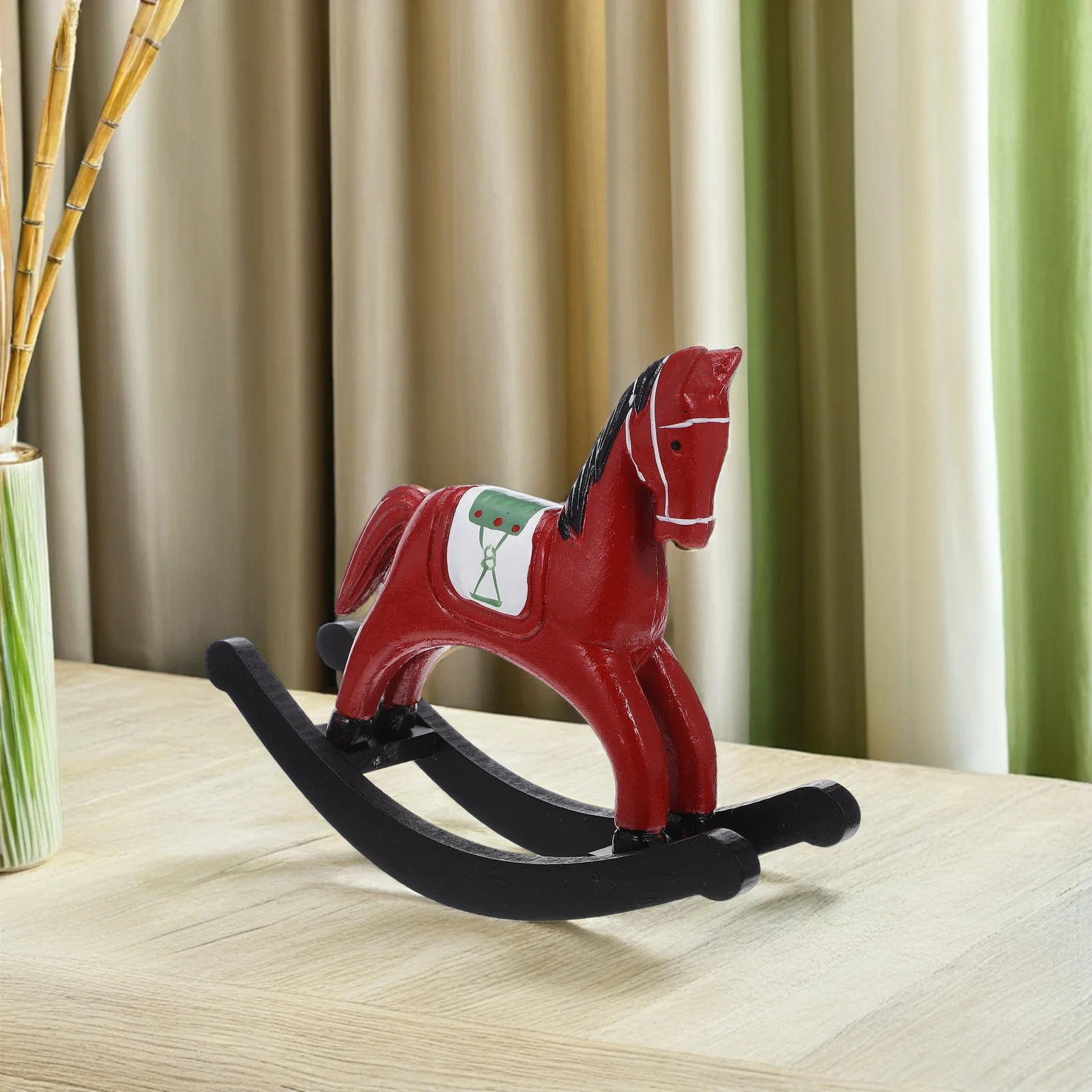 Vintage Drewniany Koń na Biegunach Ręcznie Malowany Dekoracja Stołu Rzemieślnicza Do Domu Dekoracja Świąteczna Statuetka Konia Rzeźba Zwierzęca