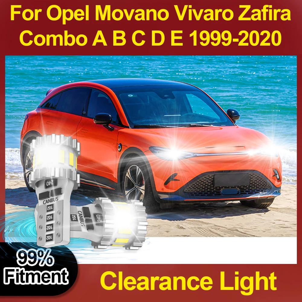 

3400LM High Bright Bulbs T10 W5W 194 168 Car Clearance Light 6000K For Opel Movano Vivaro Zafira Combo A B C D E 1999 2000-2020