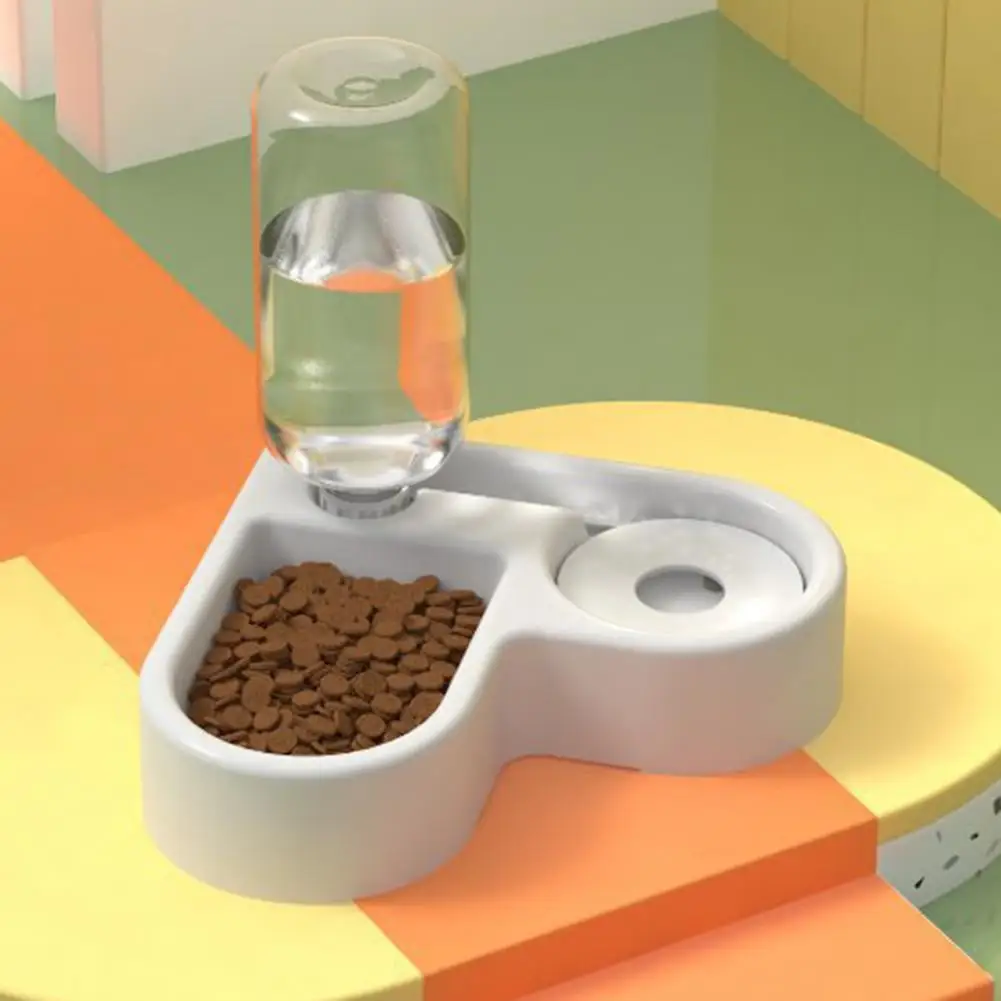 Corner Pet Bowl Automatic Pet Drinking Bowl with Splash Guard Heart-shaped Wet Dry Food Dish Multi-functional Cat Dog Feeding