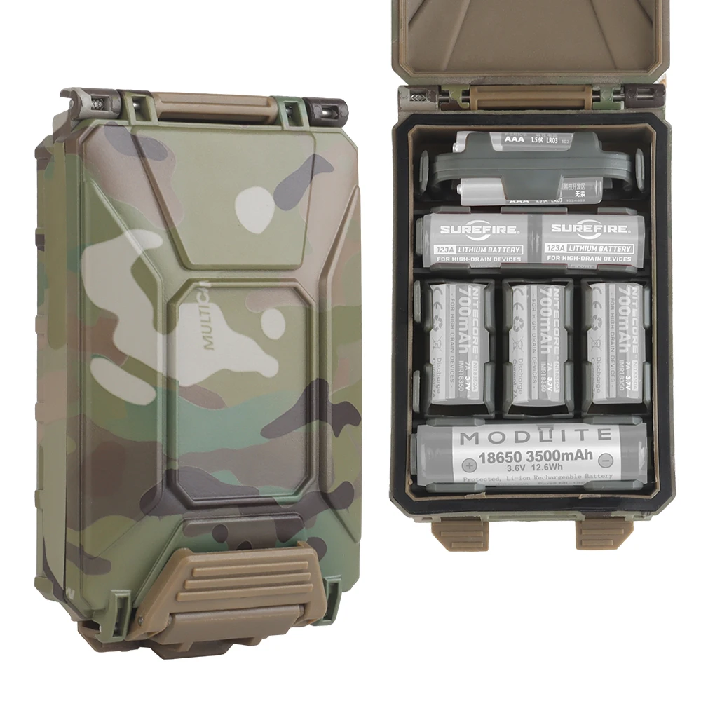 

Tactical Box For 18650/AAA/CR123A/18350 Battery Storage Molle Airsoft Hunting Vest Carry Battery Holder Case Modular Equipment