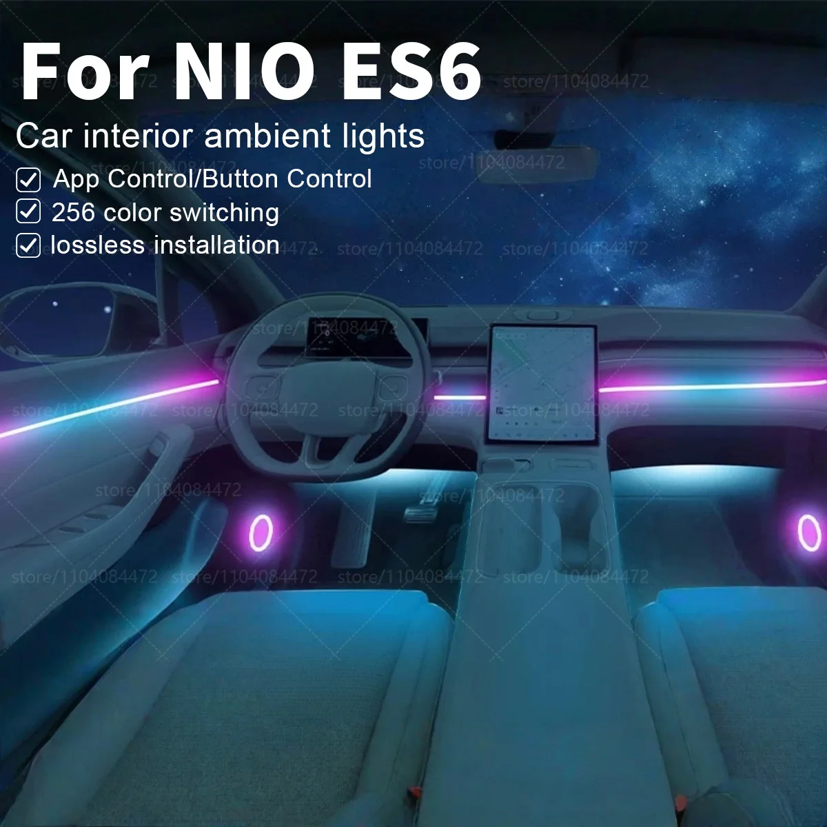 

Для NIO ES6 22in1 RGB салон автомобиля акриловые автомобильные окружающие освещение RGB скрытая акриловая полоса украшения атмосферные аксессуары